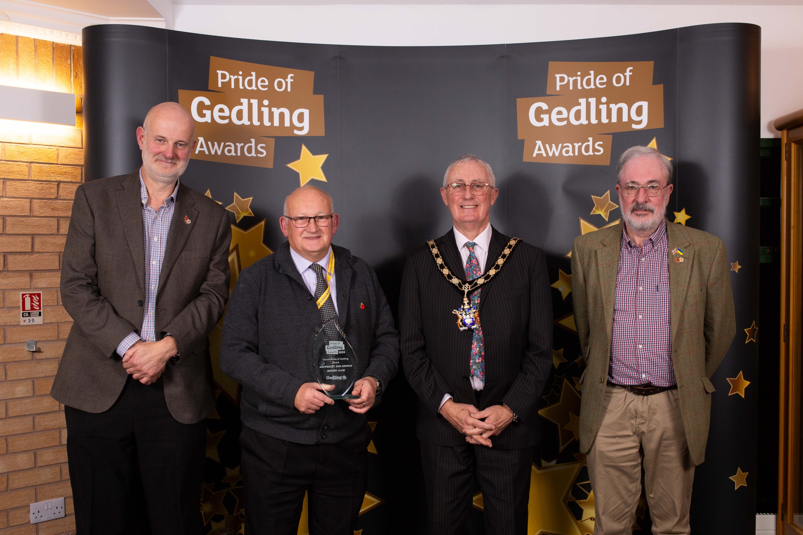 Overall PoG Winner and Mayor Marpperley and Arnold Rotary Club members with Mayor of Gedling